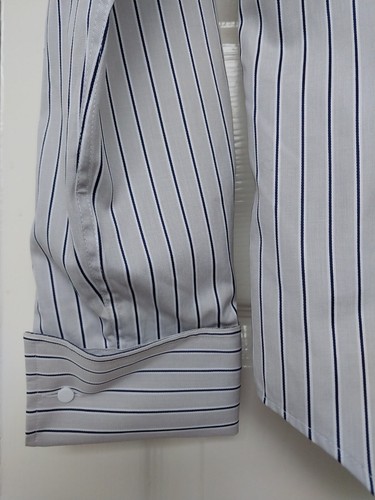 BNWT Luxury TM Lewin Mens Grey Stripe Slim Fit Shirt French Cuff 15.5 Collar - Picture 3 of 7