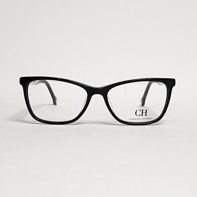 Carolina Herrera VHE771K Women's Rectangular Glasses in Black / Ivory | 53mm