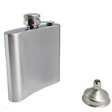 5oz Portable Alcohol Pocket Whiskey Flask w/Funnel Stainless Steel 3.1"H*3.5"W