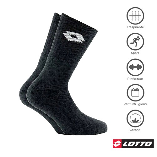 LOTTO 8 PAIA CALZE CORTE UOMO SPORT TENNIS SPUGNA COTONE BIANCO NERO GRIGIO BLU - Foto 2 di 6