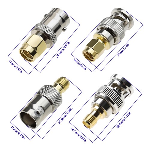 4Pcs BNC Jack/Plug to SMA Male/Female Adaptors Converters RF Coaxial Connectors - Picture 8 of 8