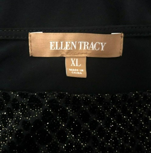 New ELLEN TRACY Open Cardigan & Tank Sweater - XL Midas Touch Black & Gold - Picture 8 of 10
