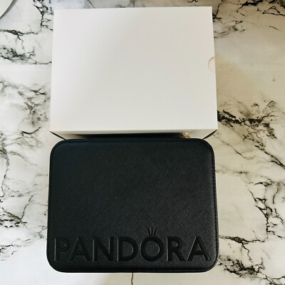 【美品】PANDORA アクセサリーケース 黒 Pandora Jewelry Box / Case Black Zip Around Authentic Not for Sale