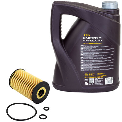 Motoröl Set 5W-40 5 Liter + Ölfilter 36634 für Seat Ibiza Skoda