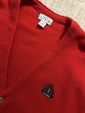 Vintage Izod Cardigan Sweater Mens Size X-Large Red Eclectic Grandpa Made In USA