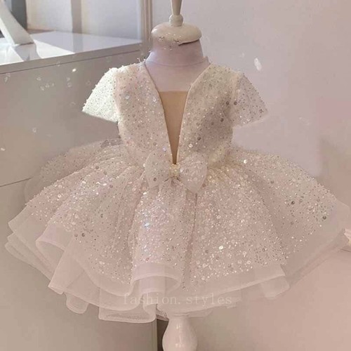 Summer Girls Princess Dress Shiny Sequin Baby Birthday Party Sweet Tutu Dress - Picture 19 of 34