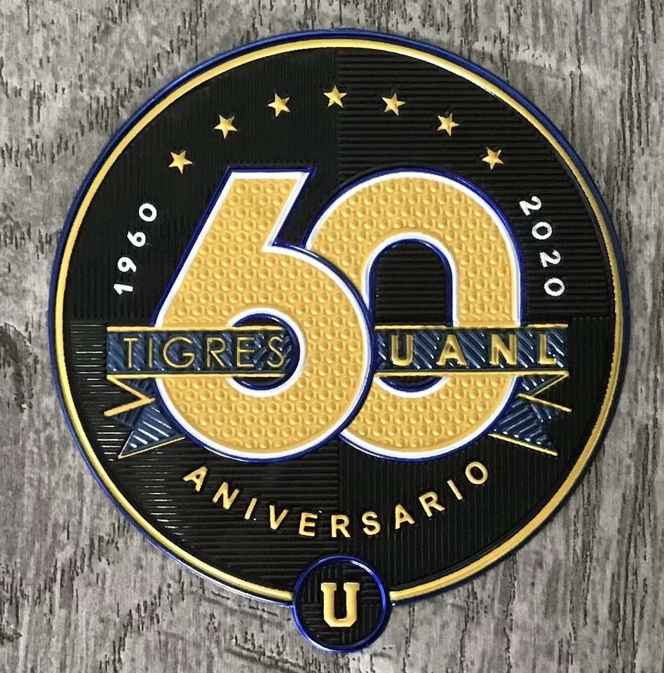 LIGA MX, Tigres 60 ANIVERSARIO PATCH. 2020 PARCHE 3D PARA JERSEY DE JUEGO