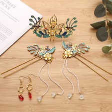 Hanfu Hairpin Headdress Set Hair Crown Jewelry Female Long Tassel Ancient Acce