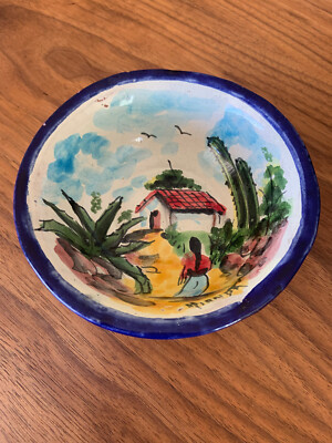 Colorful Hand Painted Mexican Pottery Salsa Sauce Dip Small Bowl Lead Free 