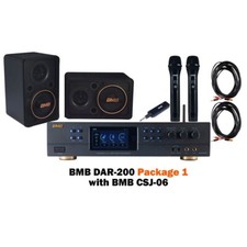 BMB DAR-200 Mixing Amplifier w/ BMB CSJ-06 Speakers and BMB WH-210 Wireless Mic
