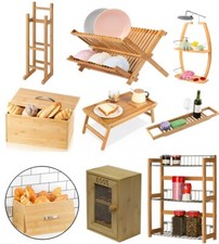 Wooden Serving Tray Bread Bin Spice Rack Cabinet Egg Rack Roll Holder Caddy