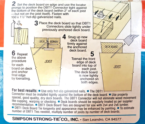 Corbata de tablero de cubierta SIMPSON Strong-Tie® DBT1 - Caja abierta 31 unidades - Imagen 4 de 7