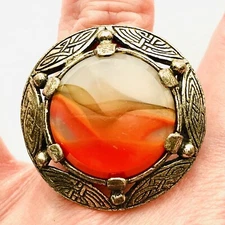 VTG Miracle Ring Scarf Holder Scottish Celtic Signed Statement Jewelry Size 6