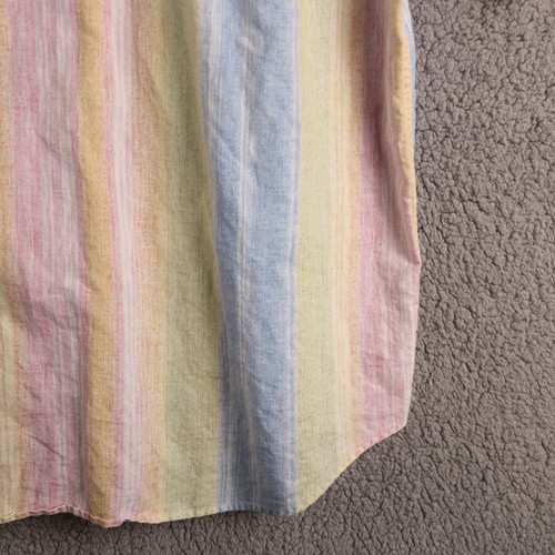 VTG Clearwater Outfitters Mens Large Rainbow Short Sleeve Button Down Polo Linen - Picture 13 of 16