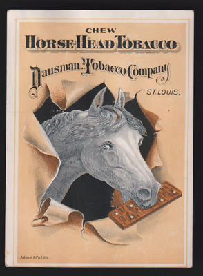 tobacco for horses ST LOUIS, MO TRADE CARD, DAUSMAN TOBACCO CO, HORSE HEAD CHEWING TOBACCO  X1065