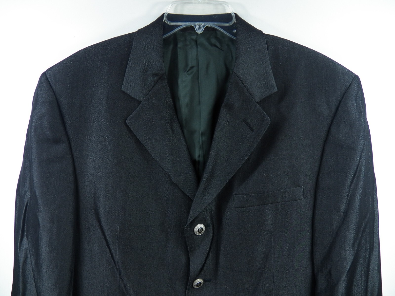 VERSACE CLASSIC V2 MENS 54 44 L BLAZER JACKET CHARCOAL METALLIC 72percent WOOL LUXURY image 3