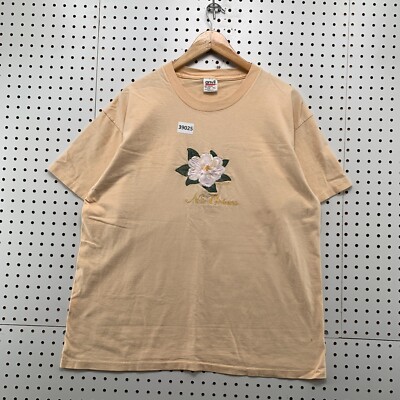 Vintage 90s New Orleans Floral Shirt Men XL Peach Single Stitch Flower USA 23x28