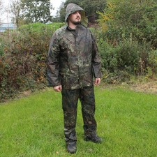 WATERPROOF Flecktarn Camo Outdoor Jacket and Trousers Survival SET - All Sizes