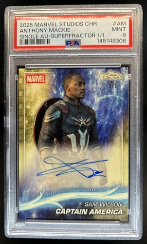 2025 Topps Chrome Anthony Mackie Captain America Auto SuperFractor #1/1 PSA 9