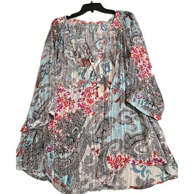 Daniel Rainn 2x peasant style sheer blouse Cottage Flowy Tunic 3/4 Sleeve 