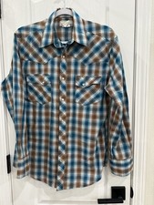 Men s M, Wrangler Wrancher Shirt, Long Sleeved Button Up Plaid