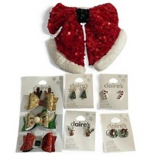 NWT Set of Claire's Holiday Earrings & Hair Accessories