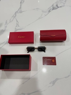 Cartier Big C Diamond Cut Black Lens Gold Frame