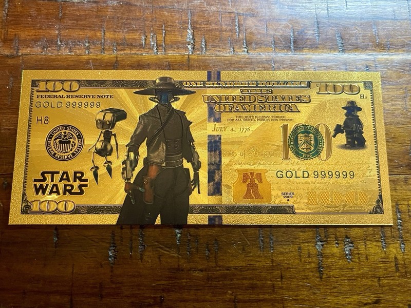 💫 Cad Bane & Todo 360 Star Wars $100 24kt Gold Foil Plated Banknote