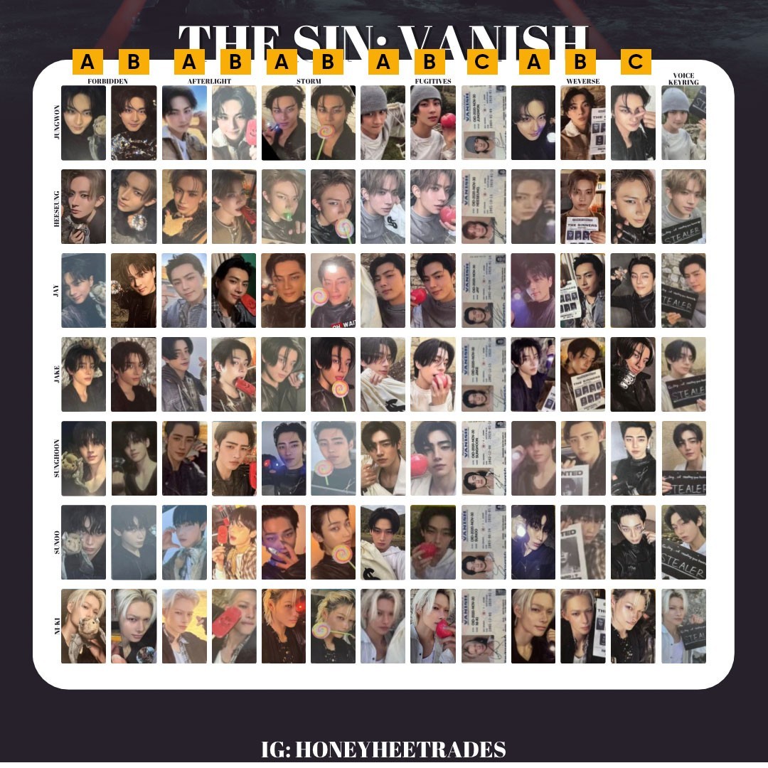 ENHYPEN x THE SIN: VANISH PHOTOCARD ALBUM forbidden afterlight wvs