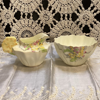 RARE Vintage Royal Paragon Bone China Floral Handle Creamer & Sugar Set
