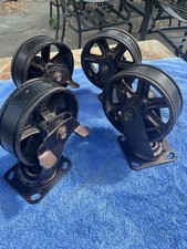 Lot Of 4large Heavy Duty 7.5 Steel Caster Wheels-swivel- 2 Locking-6 Diam.