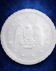 Fenton Vintage Bicentennial Plate. America USA Eagle. 1776. White Glass. 8”.