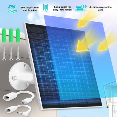 2PCS 5W 5V Solar Panel for Ring Spotlight Camera Up Cam Battery Charger Output 