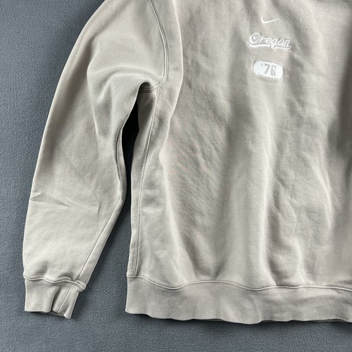 Nike Sweater Mens Large Beige Oregon Ducks Crewneck Stretch Sweatshirt Pullover - Picture 4 of 10