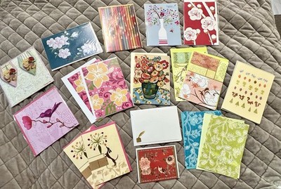 Papyrus Lot 18 Blank Inside Greeting Cards Note Cards Stationary, Floral Variety