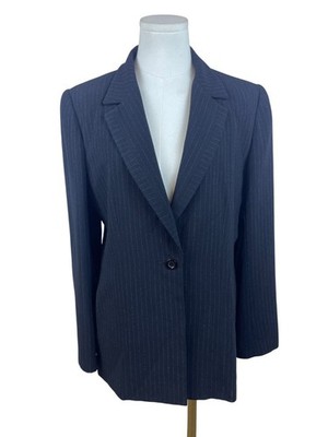 Casual Corner Annex Womens Black Pinstripe Blazer Size 10