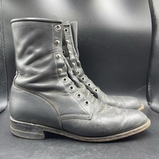 Justin L0502 Black Leather Lace-up Kiltie Rodeo Roper Boots Womens 7.5 B Gray