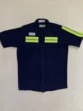 Red Kap Hi Vis Reflective Work Shirt 100% Cotton Large Industrial Uniform #B17