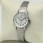 Vintage 1997 Women's TIMEX Easy Reader Style Silver Tone Indiglo Flex Band Watch