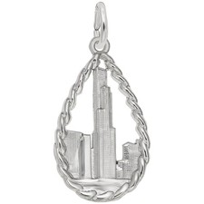Sears Tower Charm - Metal - Sterling Silver