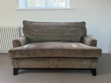 1-2 Seater Small Sofa / Snuggle Seat In Grey Plush Fabric