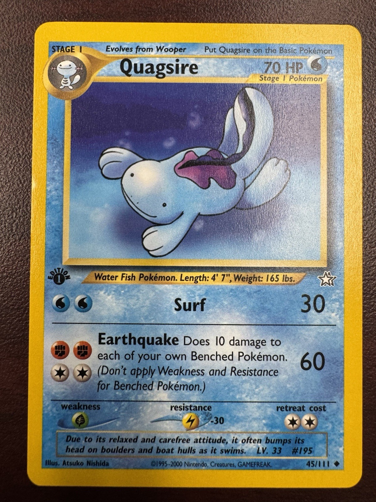Pokémon Quagsire 45/111 1st Edition Neo Genesis Uncommon 2000 WOTC Vintage NM