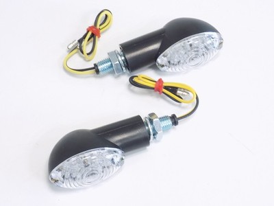 Mini Blinker LED ''Cateye'' kurzer Arm schwarzes Gehäuse, paar