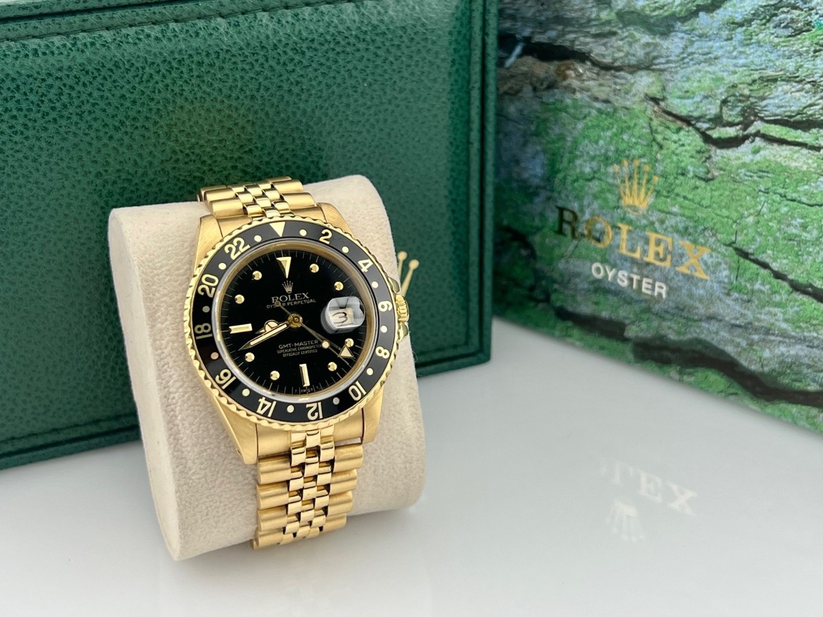 Rolex GMT Master 16758 NIPPLE DIAL 18K Yellow Gold Jubilee Band