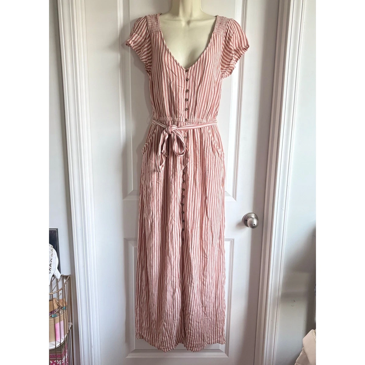 american eagle pink maxi dress AE Sweetheart Tiered Maxi Dress