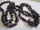 Vintage LOT of 2 Long  Deep Purple Amethyst Gemstone Chip Necklaces Repair Craft