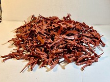 Lot of 85 plastic brown Army soldiers ready for combat. Various poses as shown.
