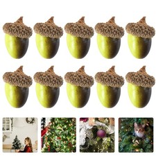 10 Pcs Wooden Christmas Decorative Artificial Acorns for Craft Accessories