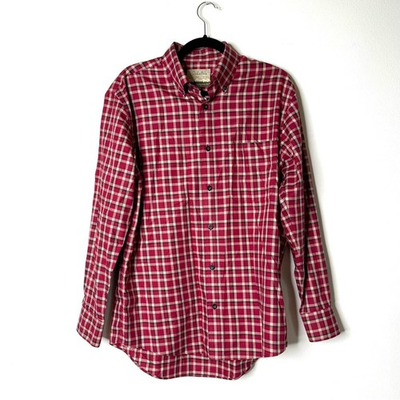 #ad Cabela’s Outfitter Series Mens Long Sleeve Red Plaid Button Down Quality Cotton $20.00
