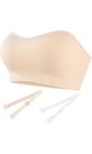 Strapless Bras for Women Padded Bandeau Bra Non-Slip Wireless Comfort Seamles...